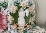 Two Vintage Hand Made Real Egg Easter Diorama Ornaments with Bunnies