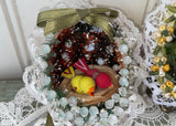 3 Hand Made Real Easter Egg Diorama Ornaments with Chicks and Birds