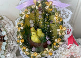 3 Hand Made Real Easter Egg Diorama Ornaments with Chicks and Birds