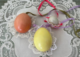 3 Hand Made Real Easter Egg Diorama Ornaments with Chicks and Birds