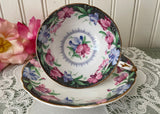 Vintage Paragon Blue and Pink Sweet Pea Teacup and Saucer