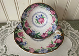Vintage Paragon Blue and Pink Sweet Pea Teacup and Saucer