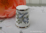Vintage Royal Worcester Fine Bone China Blue Bird Thimble England