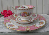 Vintage Royal Albert Lady Carlyle Pink Rose Teacup Saucer Luncheon Set
