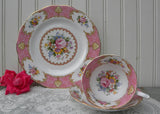 Vintage Royal Albert Lady Carlyle Pink Rose Teacup Saucer Luncheon Set