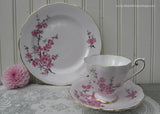 Vintage Royal Standard Cherry Blossoms Teacup Saucer Luncheon Plate Pink