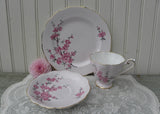 Vintage Royal Standard Cherry Blossoms Teacup Saucer Luncheon Plate Pink