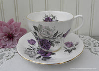 Vintage Royal Albert Purple Roses Shelley Shaped Teacup and Saucer