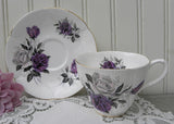 Vintage Royal Albert Purple Roses Shelley Shaped Teacup and Saucer
