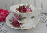 Vintage Royal Albert Pink and Maroon Roses Teacup and Saucer
