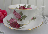 Vintage Royal Albert Pink and Maroon Roses Teacup and Saucer