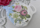 Teapot Shaped Melamine Pink Rose Tea Bag Holder Paula Scaletta