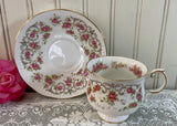 Vintage Queen's Pink Roses Mother Teacup and Saucer Mothers Day