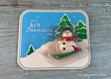 Vintage Christmas Winter Avon Let It Snowman Pin NIP