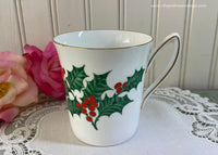 Vintage Rosina Bone China Christmas Holly Tea Mug