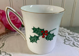 Vintage Rosina Bone China Christmas Holly Tea Mug