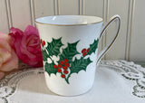 Vintage Rosina Bone China Christmas Holly Tea Mug