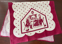 Vintage Linen Tea Towel Colonial Couple Polka Dots and More