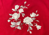 Vintage Wilendur Red Victoria Rose Tea Towel