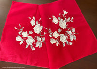 Vintage Wilendur Red Victoria Rose Tea Towel