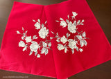 Vintage Wilendur Red Victoria Rose Tea Towel