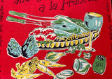 Vintage Culinary Tea Towel Roast Beef and Burgundy Veggies and More