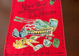 Vintage Culinary Tea Towel Roast Beef and Burgundy Veggies and More