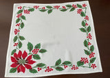 Set of 6 Vintage Christmas Poinsettia and Holly Napkins