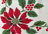 Set of 6 Vintage Christmas Poinsettia and Holly Napkins