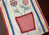 Unused Vintage Startex Embroidered Flower Pot Kitchen Tea Towel