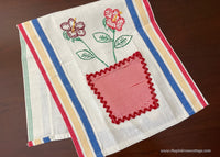 Unused Vintage Startex Embroidered Flower Pot Kitchen Tea Towel