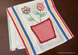 Unused Vintage Startex Embroidered Flower Pot Kitchen Tea Towel