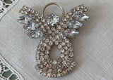 Vintage Rhinestone Christmas Angel Pin Brooch