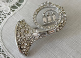 Vintage French Horn Rhinestone Pin Brooch