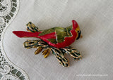 Vintage Smithsonian Institute Enameled Red Cardinal Bird Brooch Pin