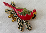 Vintage Smithsonian Institute Enameled Red Cardinal Bird Brooch Pin