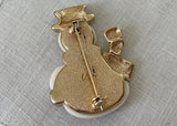 Vintage Mother of Pearl and Rhinestone Snowman Pin