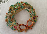 Vintage Enameled Christmas Wreath Brooch Pin