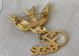 Vintage Danecraft Rhinestone Peace Dove Christmas Pin Brooch