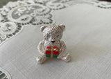 Vintage Napier Articulated Christmas Bear with Present Pin Brooch