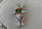 Vintage Napier Articulated Christmas Bear with Present Pin Brooch