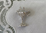 Vintage Rhinestone Bubbly Champagne Glass Pin Brooch