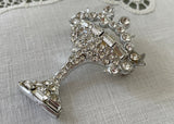 Vintage Rhinestone Bubbly Champagne Glass Pin Brooch