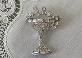 Vintage Rhinestone Bubbly Champagne Glass Pin Brooch