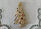 Vintage Enameled and Rhinestone Christmas Tree Pendant