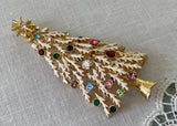 Vintage Enameled and Rhinestone Christmas Tree Pendant