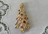 Vintage Enameled and Rhinestone Christmas Tree Pendant