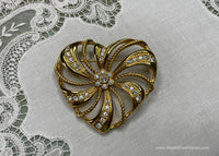 Vintage Avon Rhinestone Valentine's Day Heart Pin Brooch