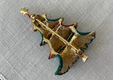 Vintage Enameled Red and Green Christmas Tree Pin Brooch