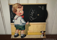 Antique Ruth E Newton School Boy and Pup Moveable Valentine Card